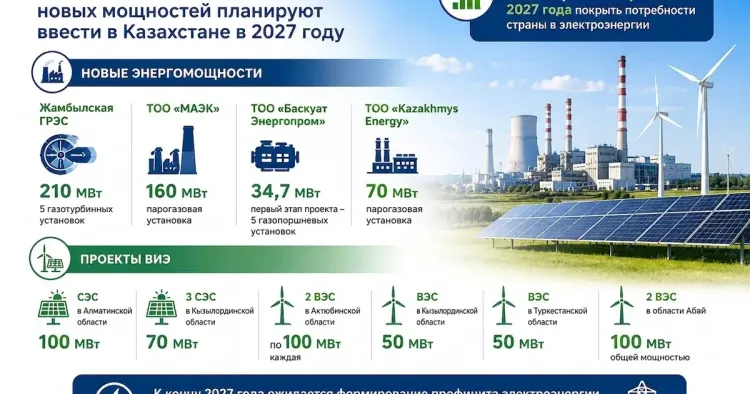 845 МВт новых мощностей планируют ввести в Казахстане в 2027 году
