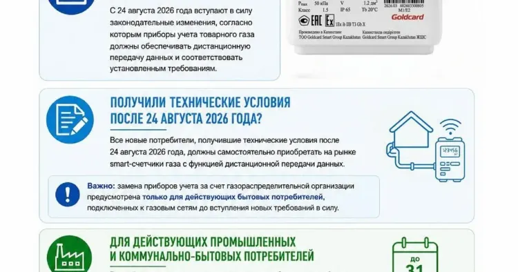 В Шымкенте вводятся новые требования к приборам учёта газа