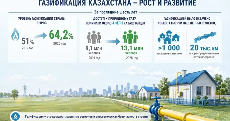 За 6 лет доступ к газу получили еще 4 млн казахстанцев