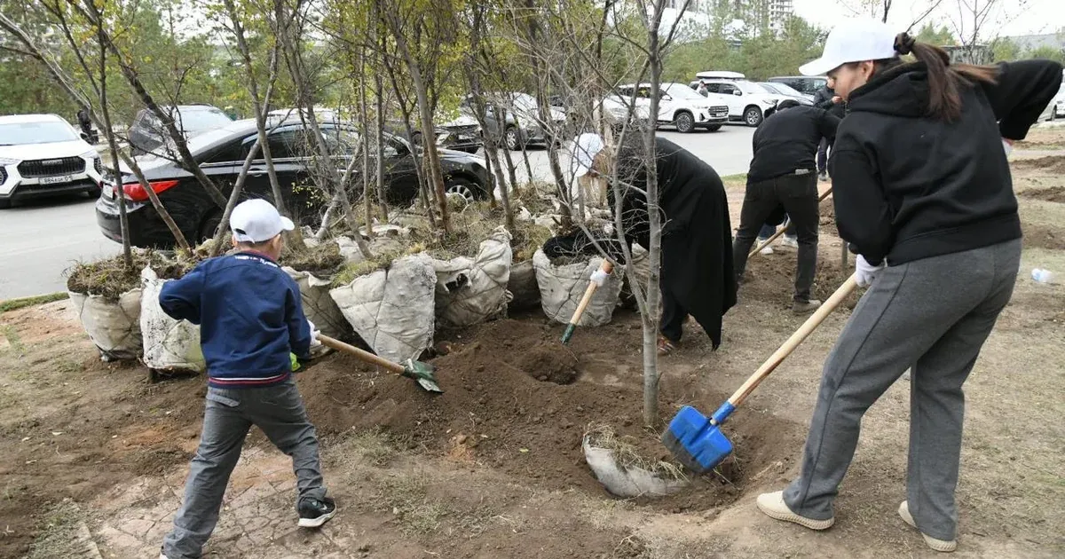 В районе Есиль Астаны высажены тысячи деревьев и кустарников